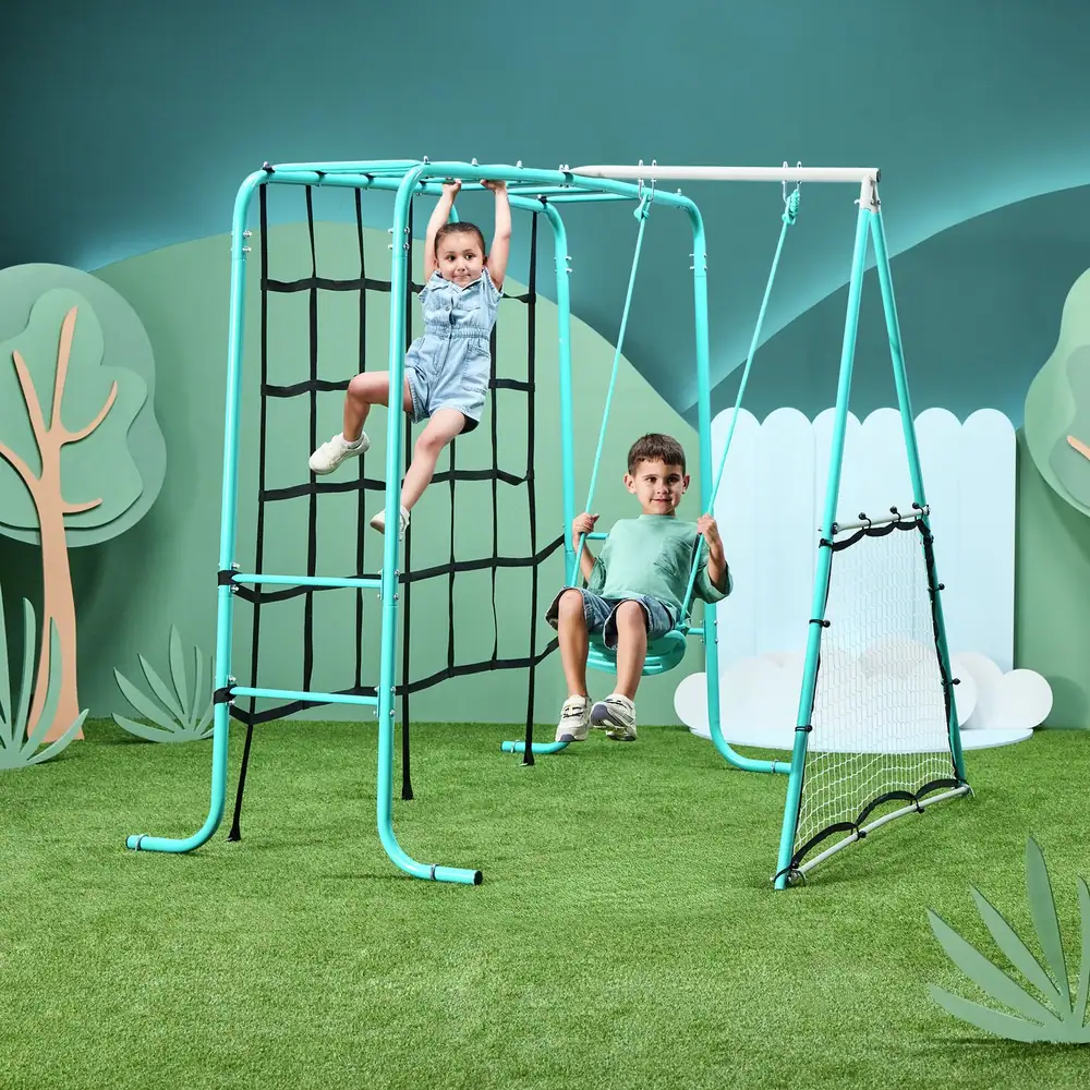 Chad Valley Kids Swing With Climbing Net And Rebounder