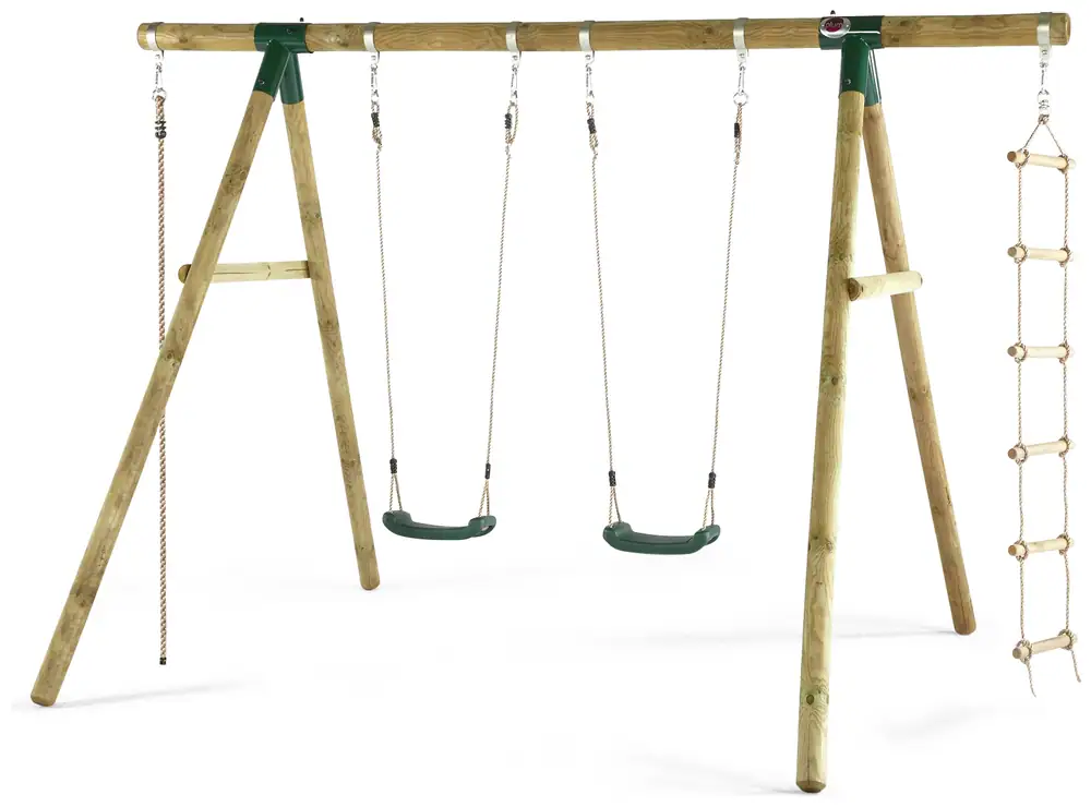 Plum Gibbon Wooden Garden Swing Set.