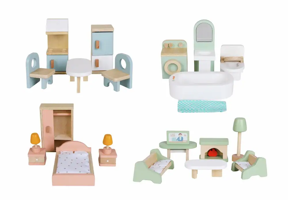 Chad Valley Wooden Doll House Accessories Set