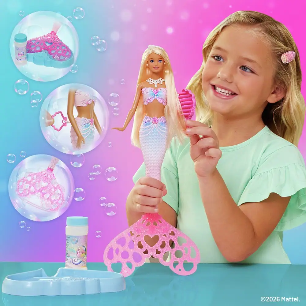 Barbie Bubble Sparkle Mermaid Doll & Accessories