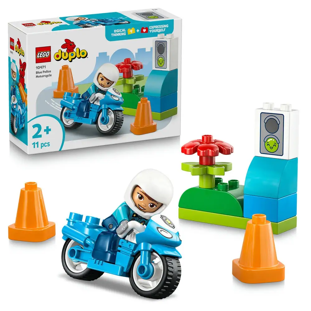 LEGO DUPLO Blue Police Motorcycle Toy for Toddlers 10471